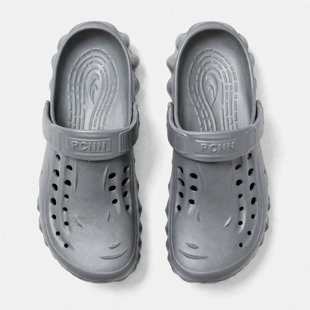 men's grey clogs