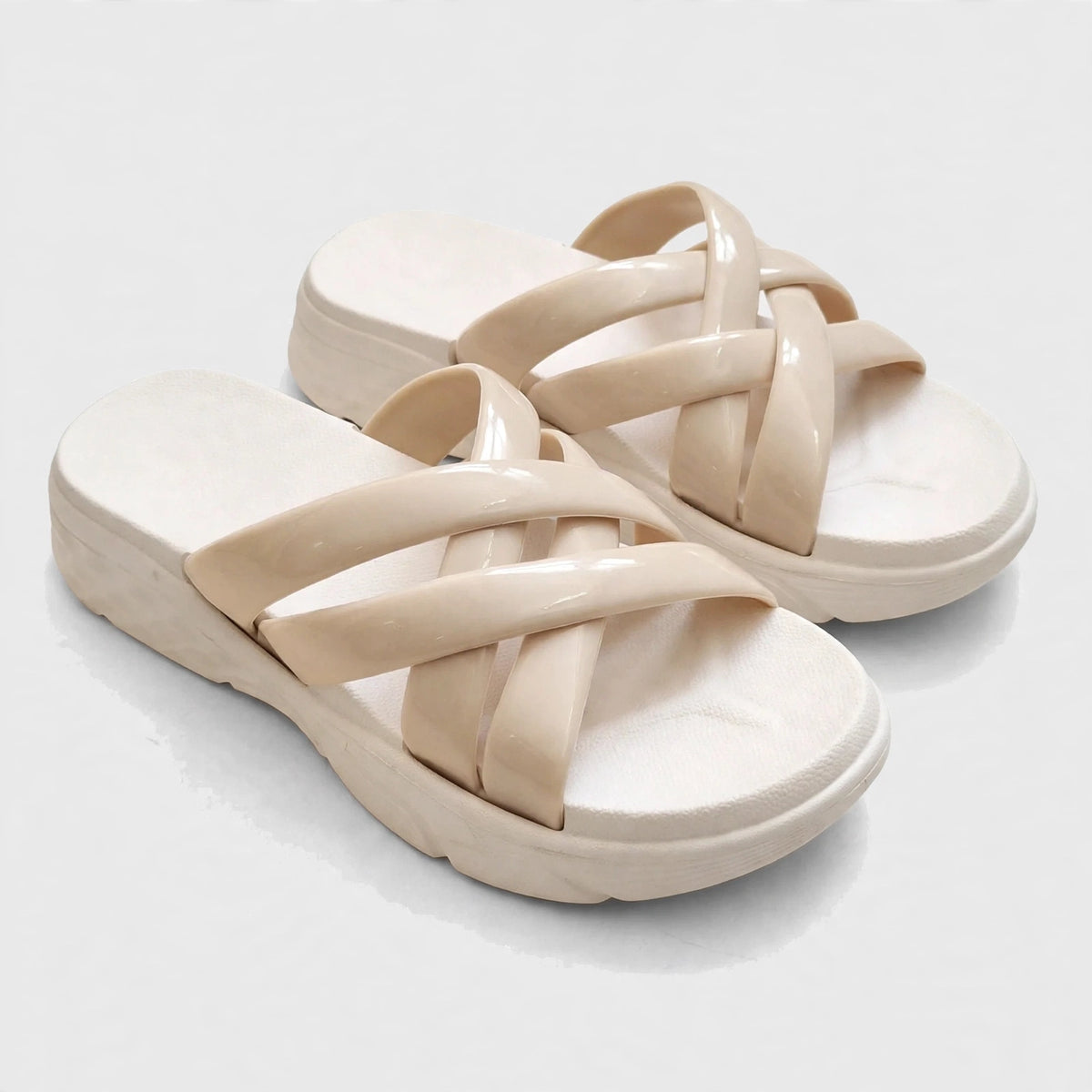 Women's Criss-Cross Slide - Beige