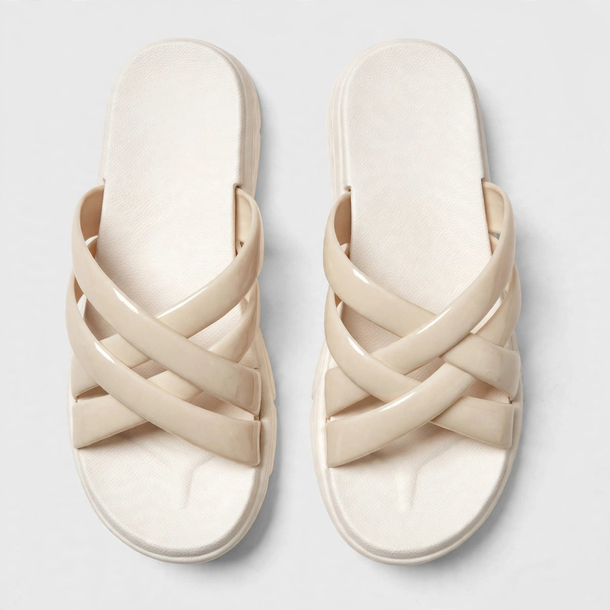 Women's Criss-Cross Slide - Beige