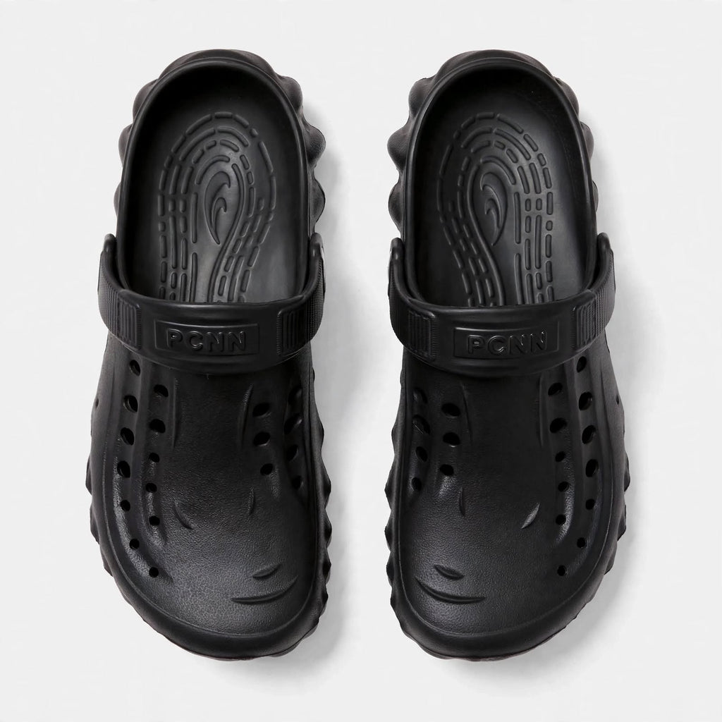 Men's black clogs - pair side angle view