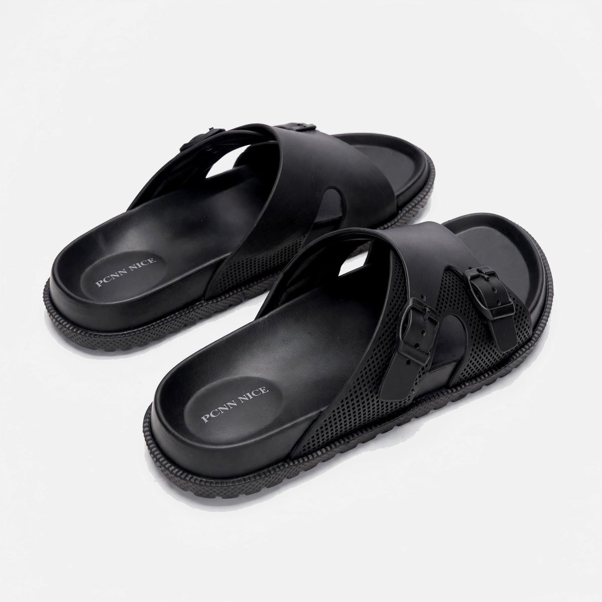 black_double_buckle_slides
