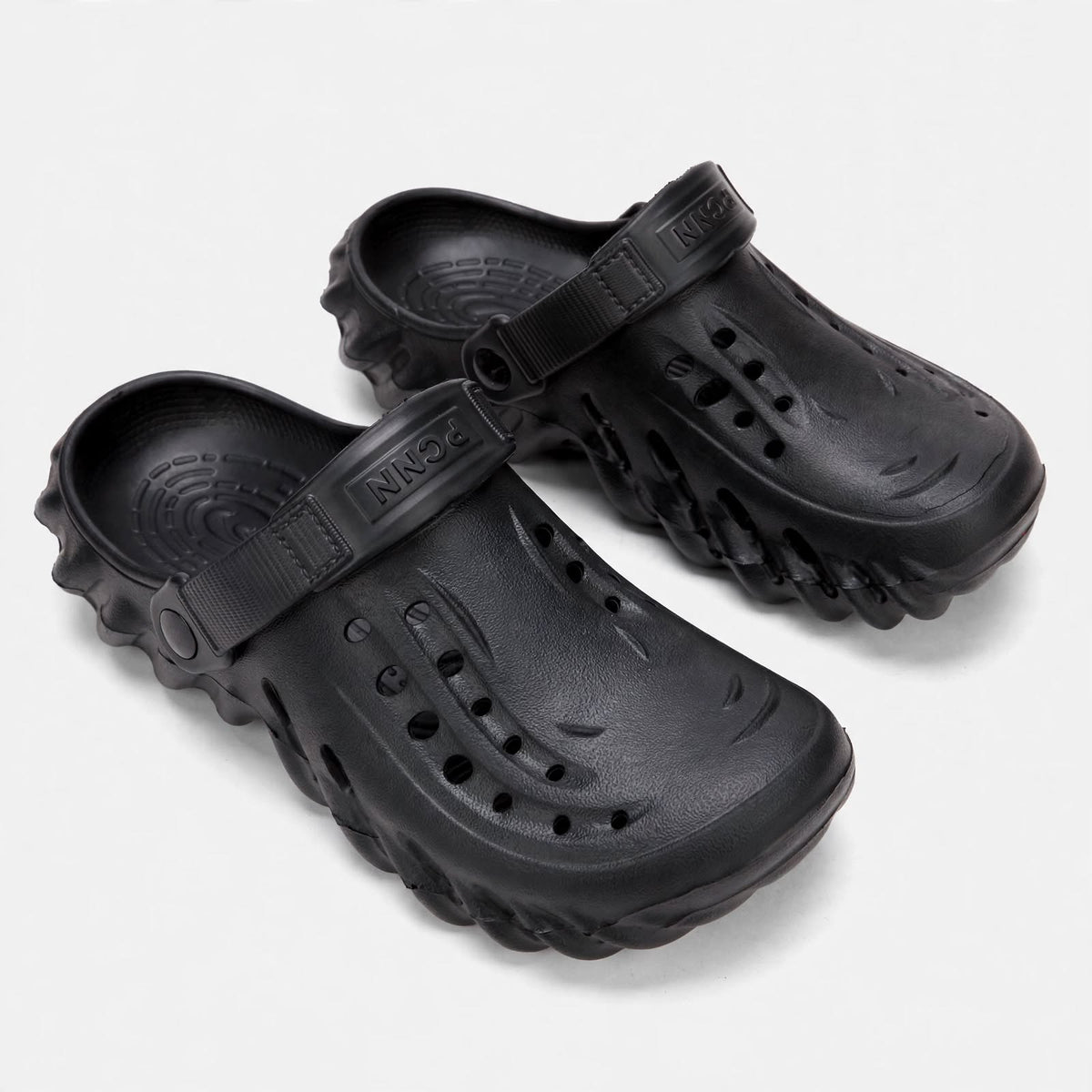 Men's black clogs - pair front view