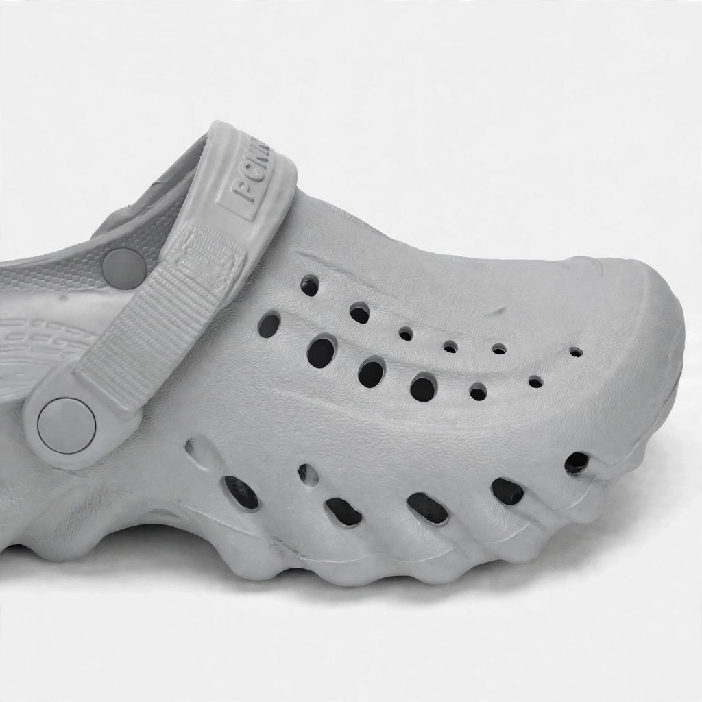 men's grey clogs