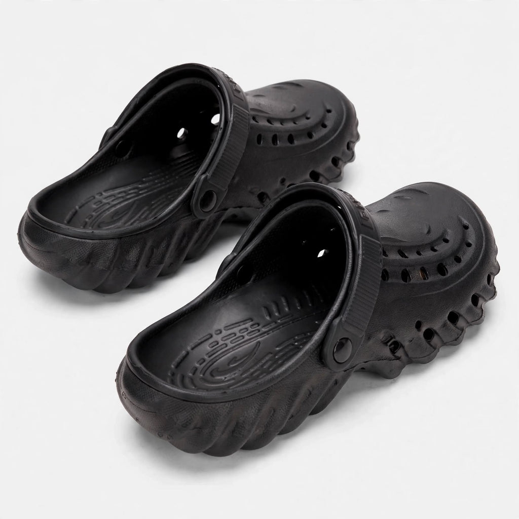 Men's black clogs - pair top view