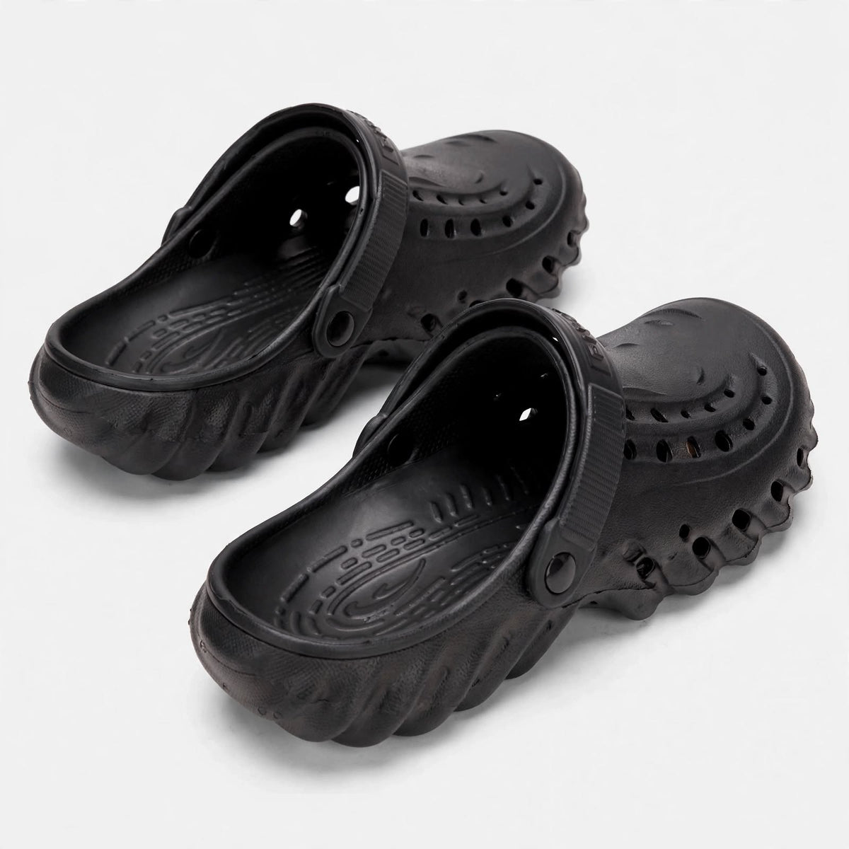 Men's black clogs - pair top view
