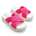 Danchi women's pink slide sandals with white sole, pair view